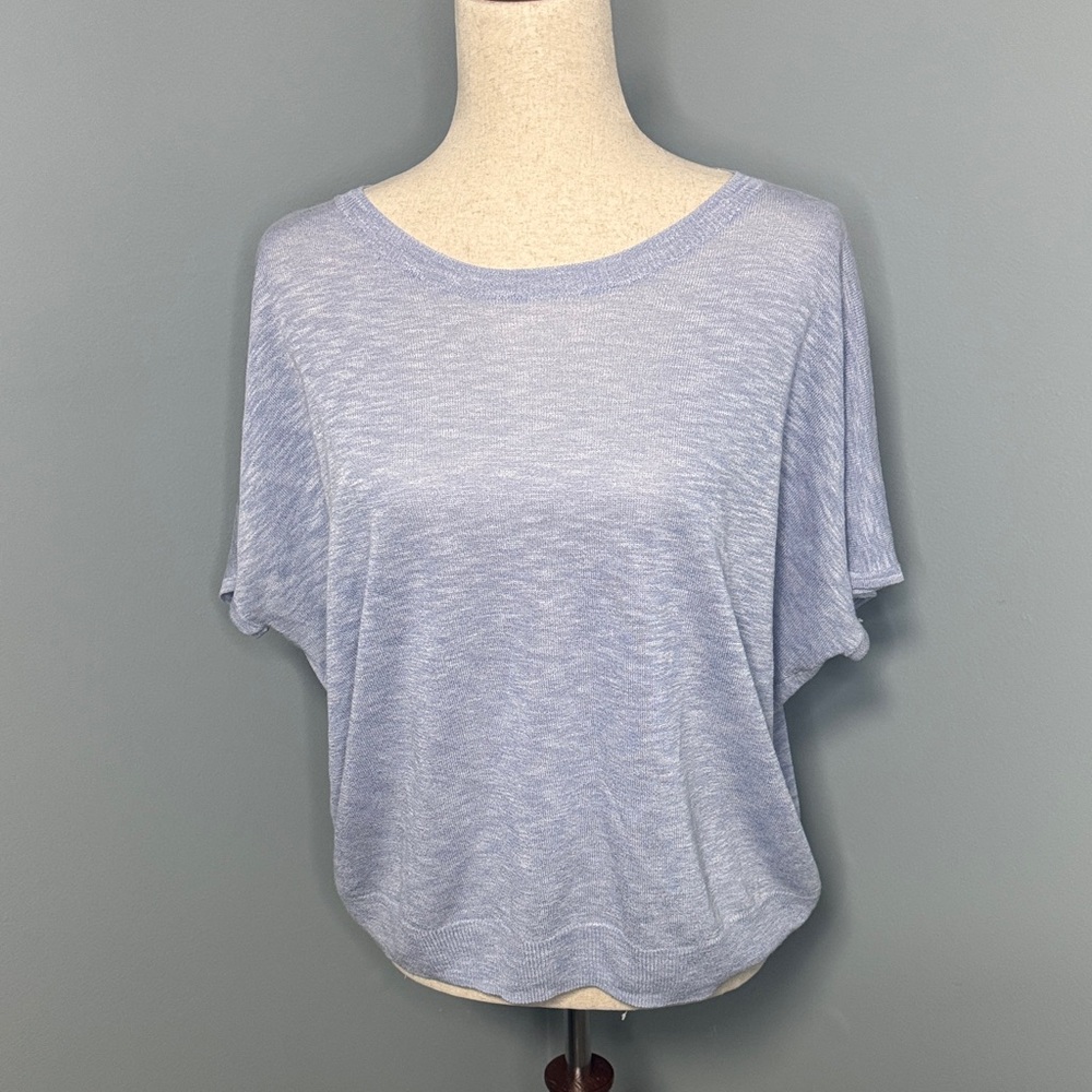Ellen Tracy Women’s Blue Heathered Pullover Top Sz L